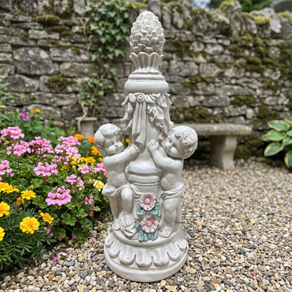 A Pair Of Climbing Children Garden Statues, Made Of Magnesium Oxide, Suitable For Decorating Outdoor Courtyards, Lawns, And Patios.