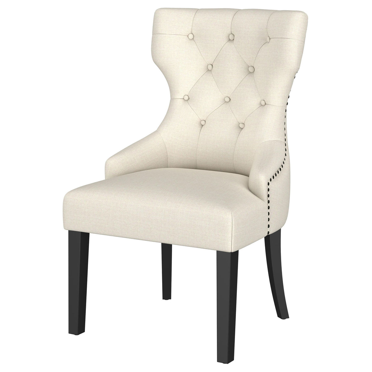 Gillian - Upholstered Dining Side Chair With Wingback Design - Beige / Black