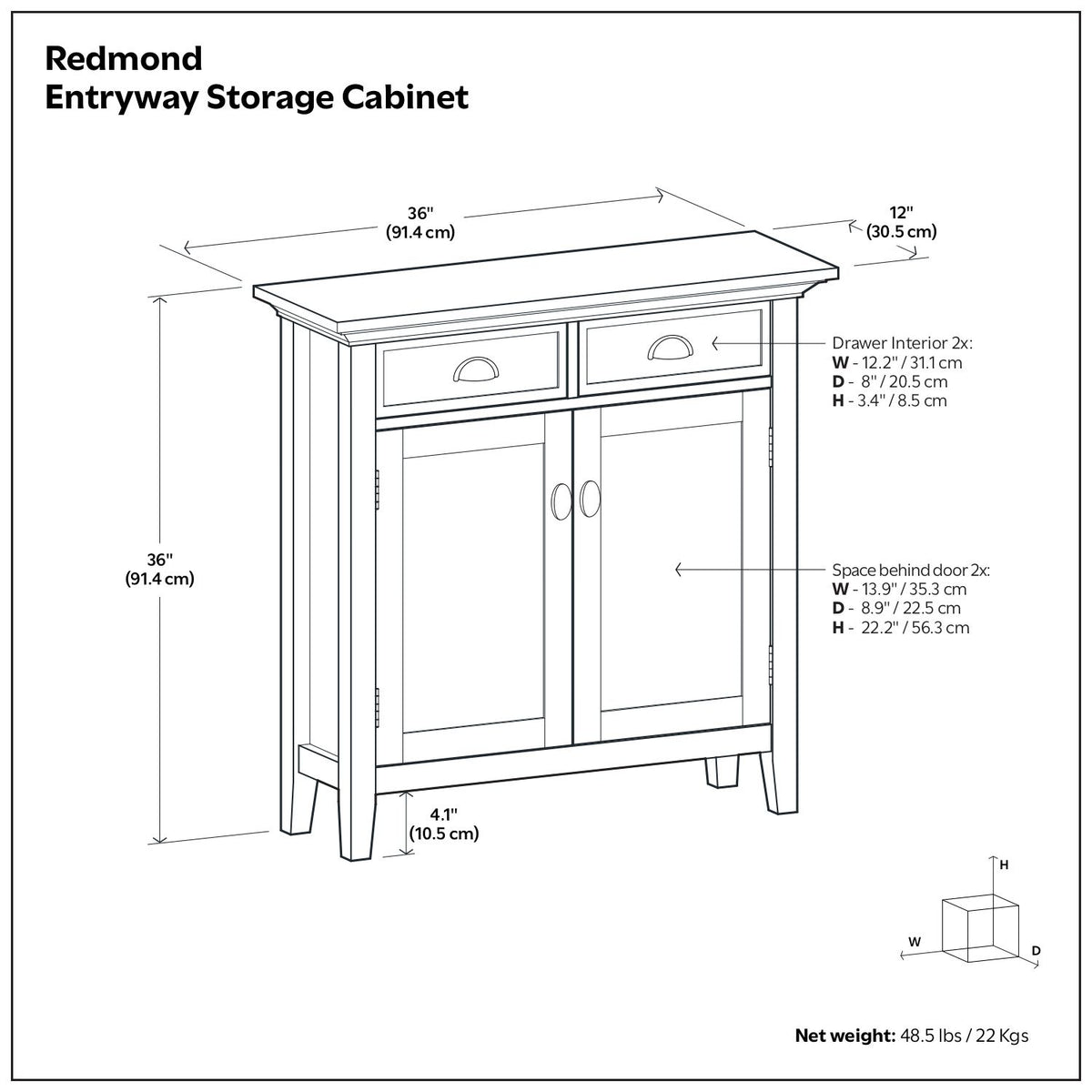 Redmond - Entryway Cabinet With Adjustable Shelves And Drawers - Brown