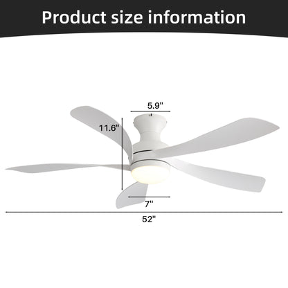 52" Ceiling Fan With 3 Color Dimmable LED Light, DC Reversible Motor, 6 Speed Settings