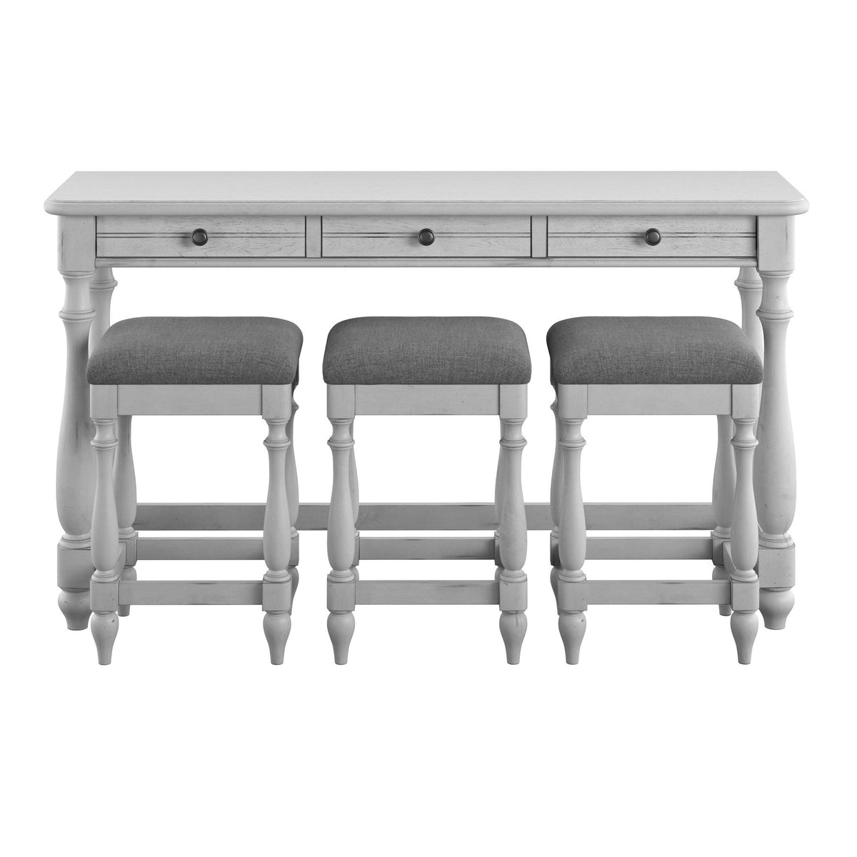 Sofa Table With 3 Stools - Gray