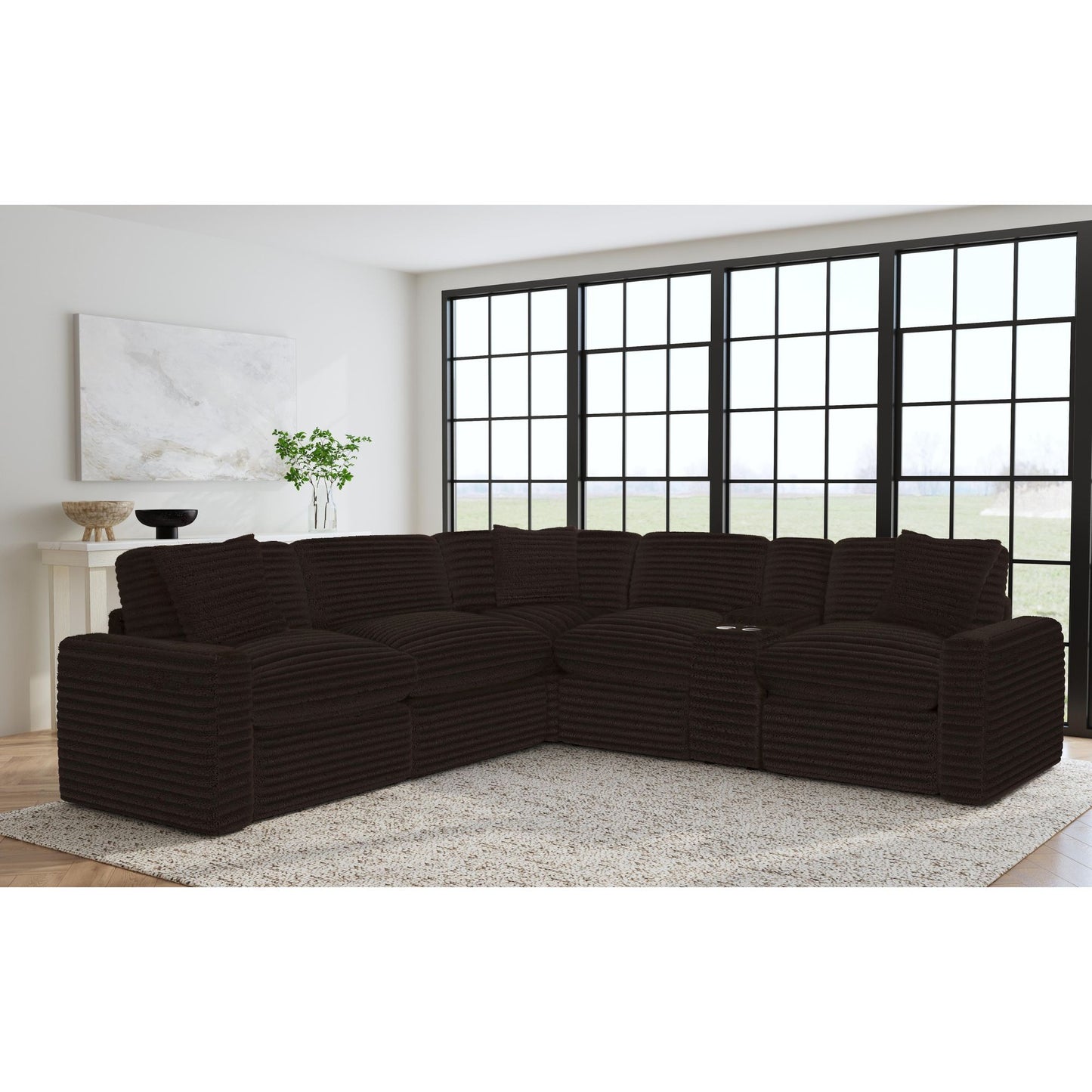 Corsicana - Sectional RHF Power Motion Recliner With 1 Pillow 22" - Masis Espresso