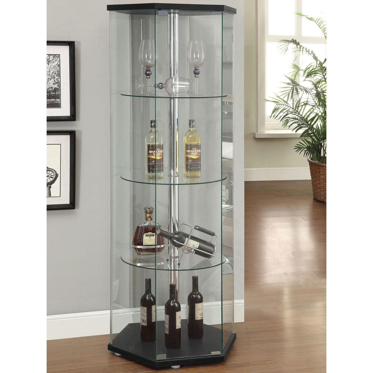 Tenley - 4 Shelf Curio Cabinet With Hexagonal Design