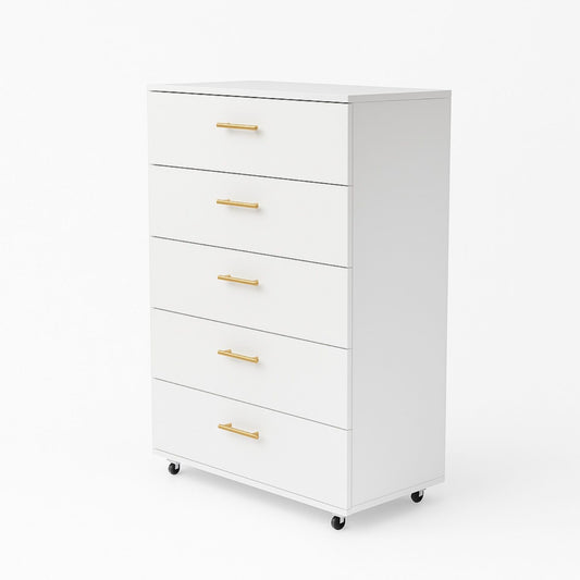 5 Drawer Dresser With Handles - White