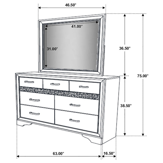 7 Drawer Dresser With Mirror - White