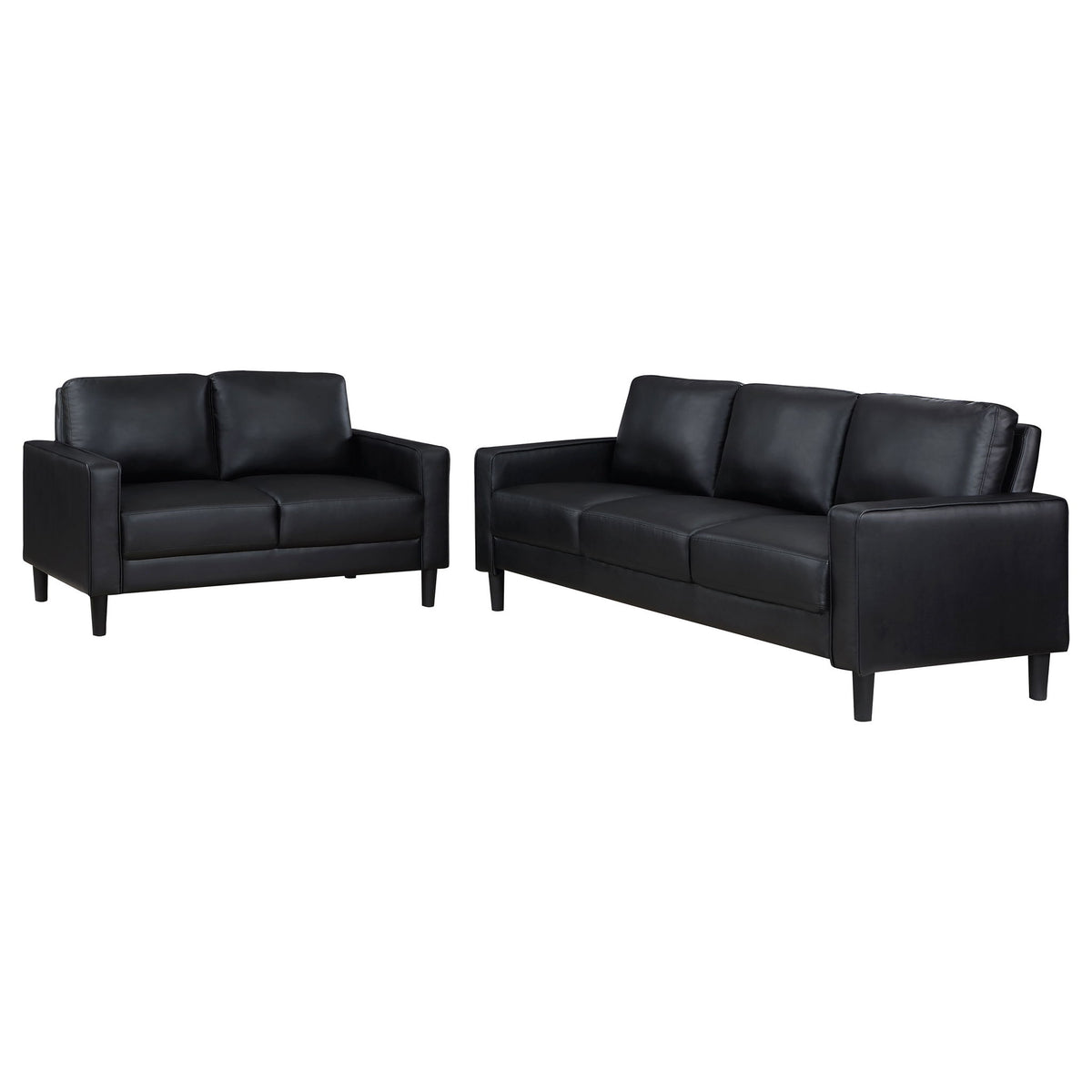 Ruth - 2 Piece Track Arm Sofa Set With Cushions - Black