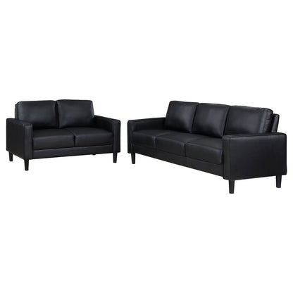 Ruth - 2 Piece Track Arm Sofa Set With Cushions - Black