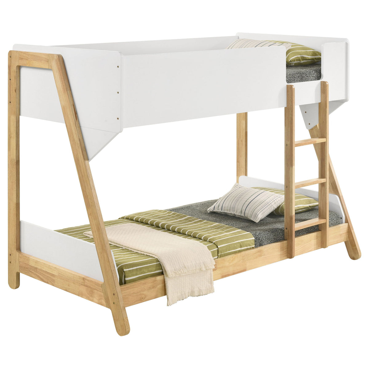 Fjord - Twin Over Twin Bunk Bed, Fits Standard Mattresses - White / Natural