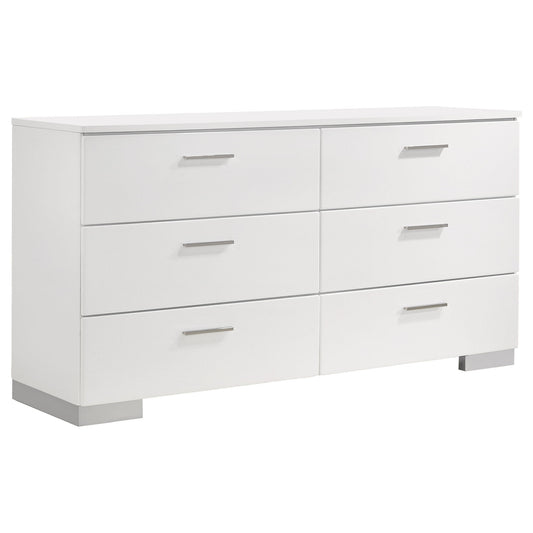 Dulcey - 6 Drawer Dresser With Accents, Bedroom Storage - Gloss White