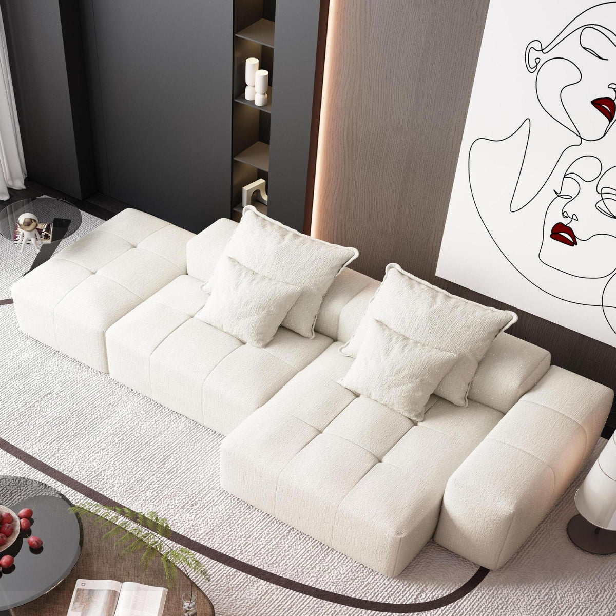 Modern Oversized Diy Combination Modular Sectional Sofa With Pillows