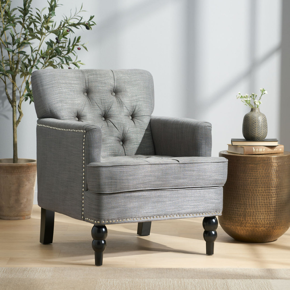Harrison - Tufted Club Chair With Button Tufted Back And Birch Wood Legs