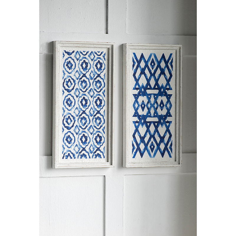 Hanging Sculptures, Modern Wall Art Decor (Set of 2) - White / Blue