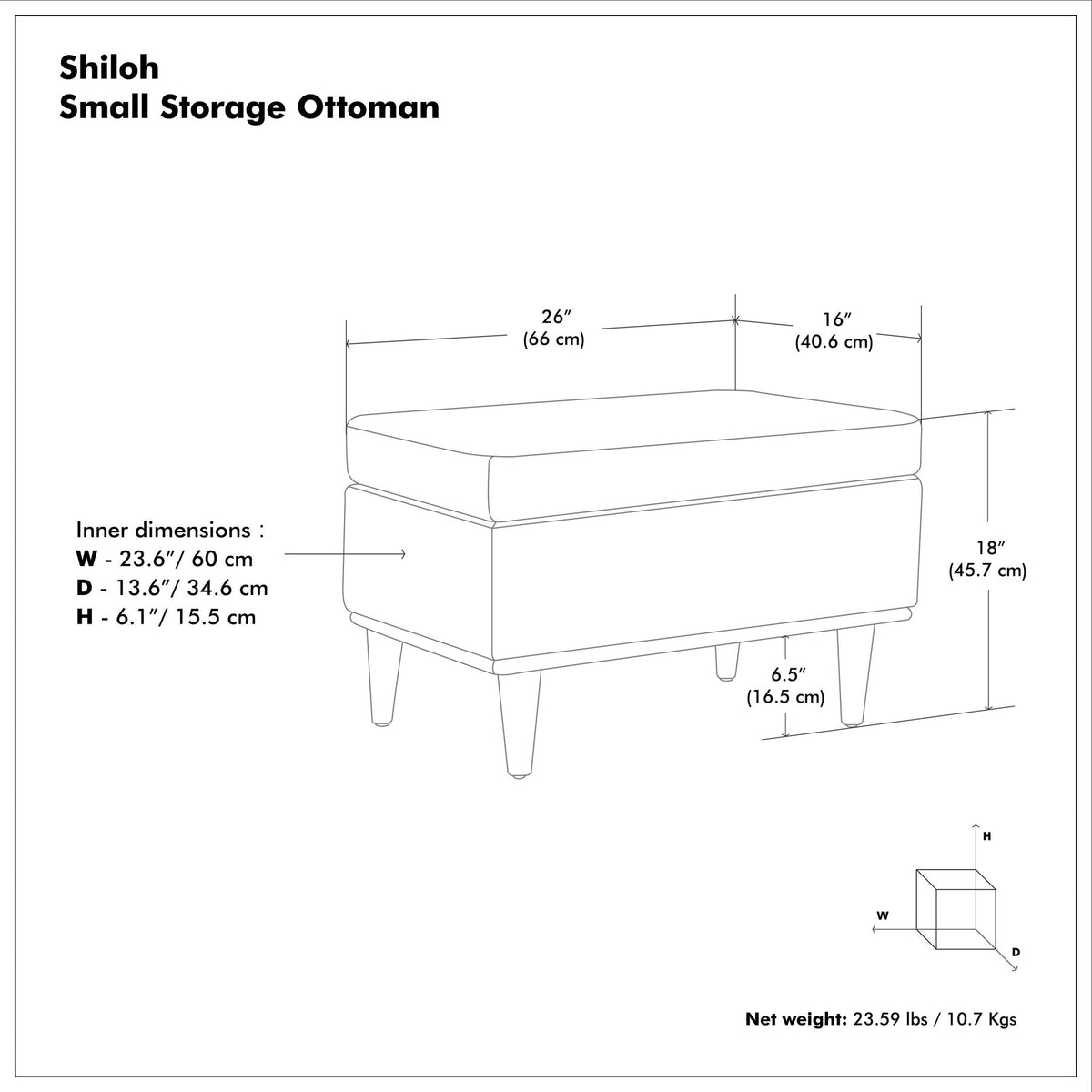 Shiloh - Small Storage Ottoman