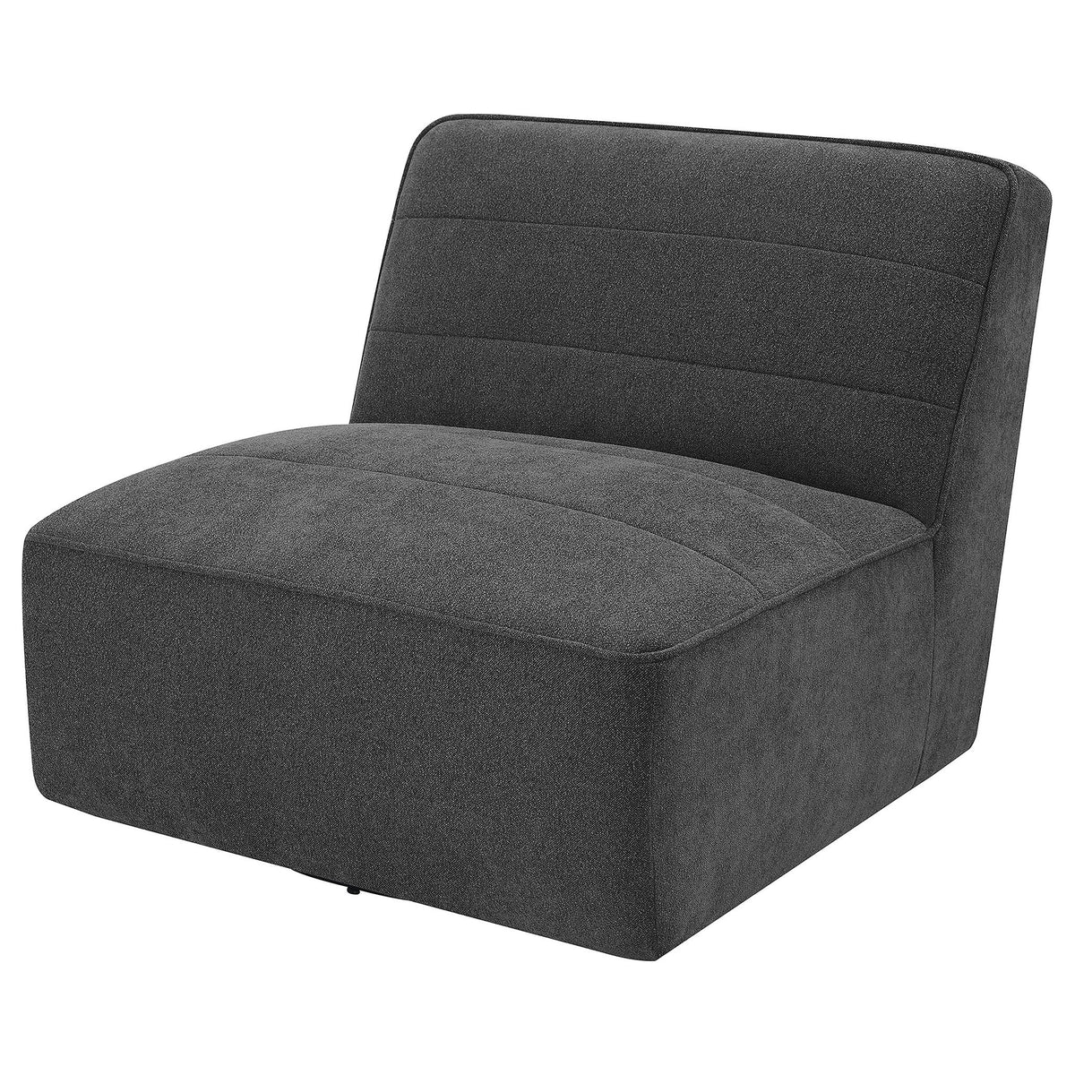 Manhattan - Swivel Tufted Chair Armless Accent Chair, 360 Degree Swivel Base - Charcoal