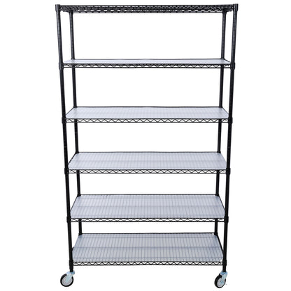 6 Tier 6000Lbs Capacity Nsf Metal Shelf Wire Shelving Unit, Heavy Duty Adjustable Storage Rack With Wheels & Shelf Liners For Commercial Grade Utility Steel Storage Rack