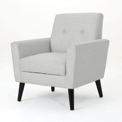 Radiantize - Upholstered Fabric Club Chair With Square-Off Back And Button Tufted - Light Gray