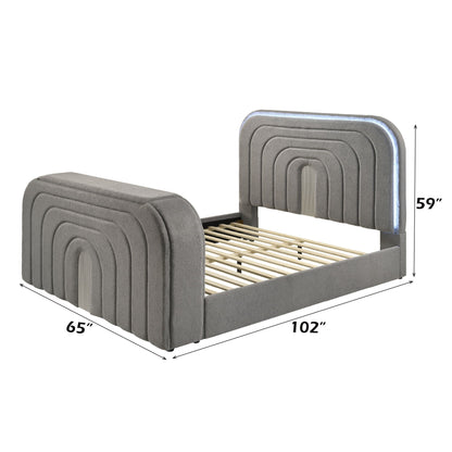 Shelyn - Bed With LED, TV Stand, Fireplace & Bluetooth