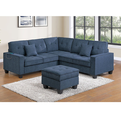 Sectional Set With Corner Wedge Ottoman USB Port