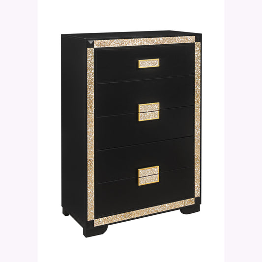 Lively - Chest With Glitter Detail And Thick Bar Handle Hardware - Black
