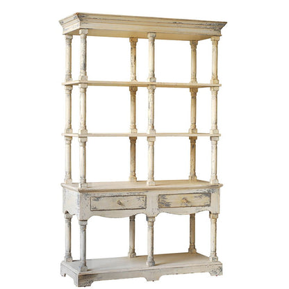 Adela - French Country Bookcase Display Storage Shelf Etageres - Antique White