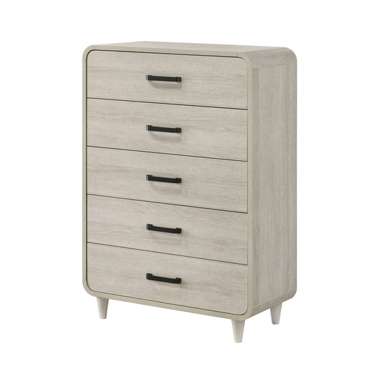 5 Drawer Tall Chest Storage Furniture With Ample Drawer Space - Antique White