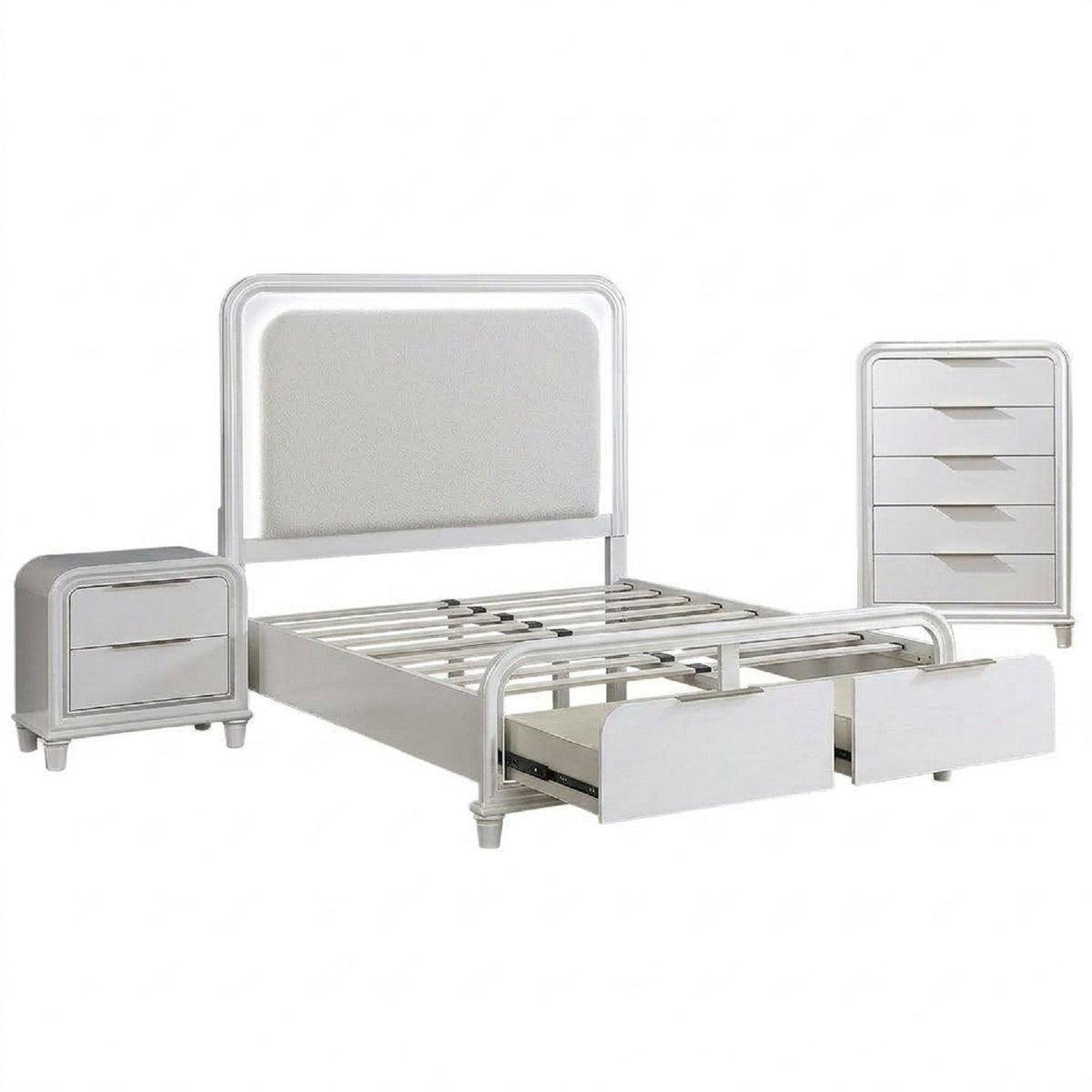 Bedroom Sets With LED Lights And Panel Headboard