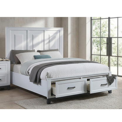 3 Piece Bedroom Furniture Panel Headboard White Eastern King Size Bed W Underbed Drawers Nightstand Chest Gray