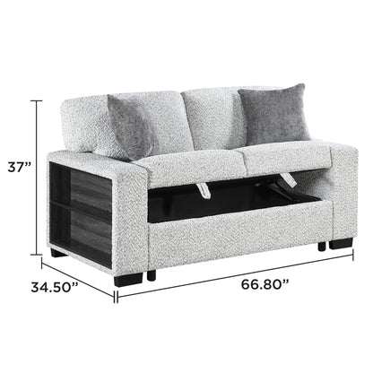 Prato - Loveseat With Storage And USB - Gray