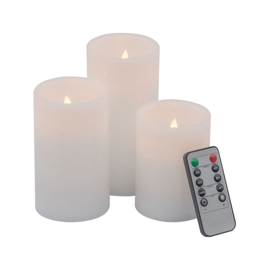 LED Candles With Remote Timer (Set of 3) - White