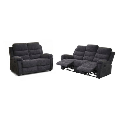 2 Piece Reclining Sofa Set, 3 Seat Sofa & 2 Seat Loveseat, 150° Recline - Dark Gray