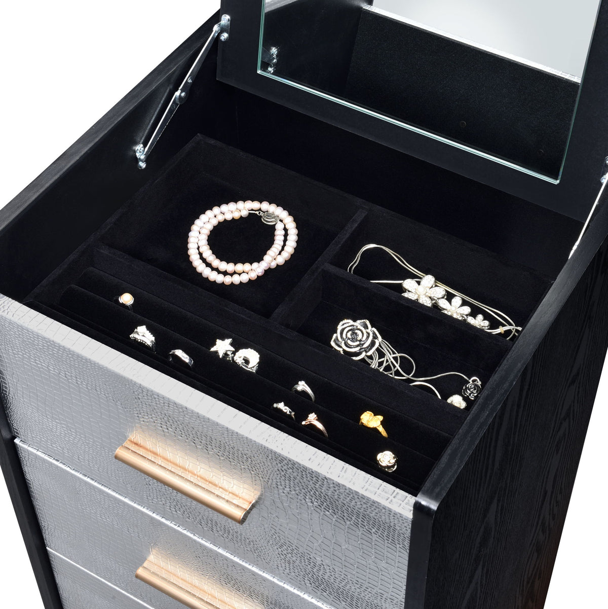 Myles - Jewelry Armoire - Black / Silver