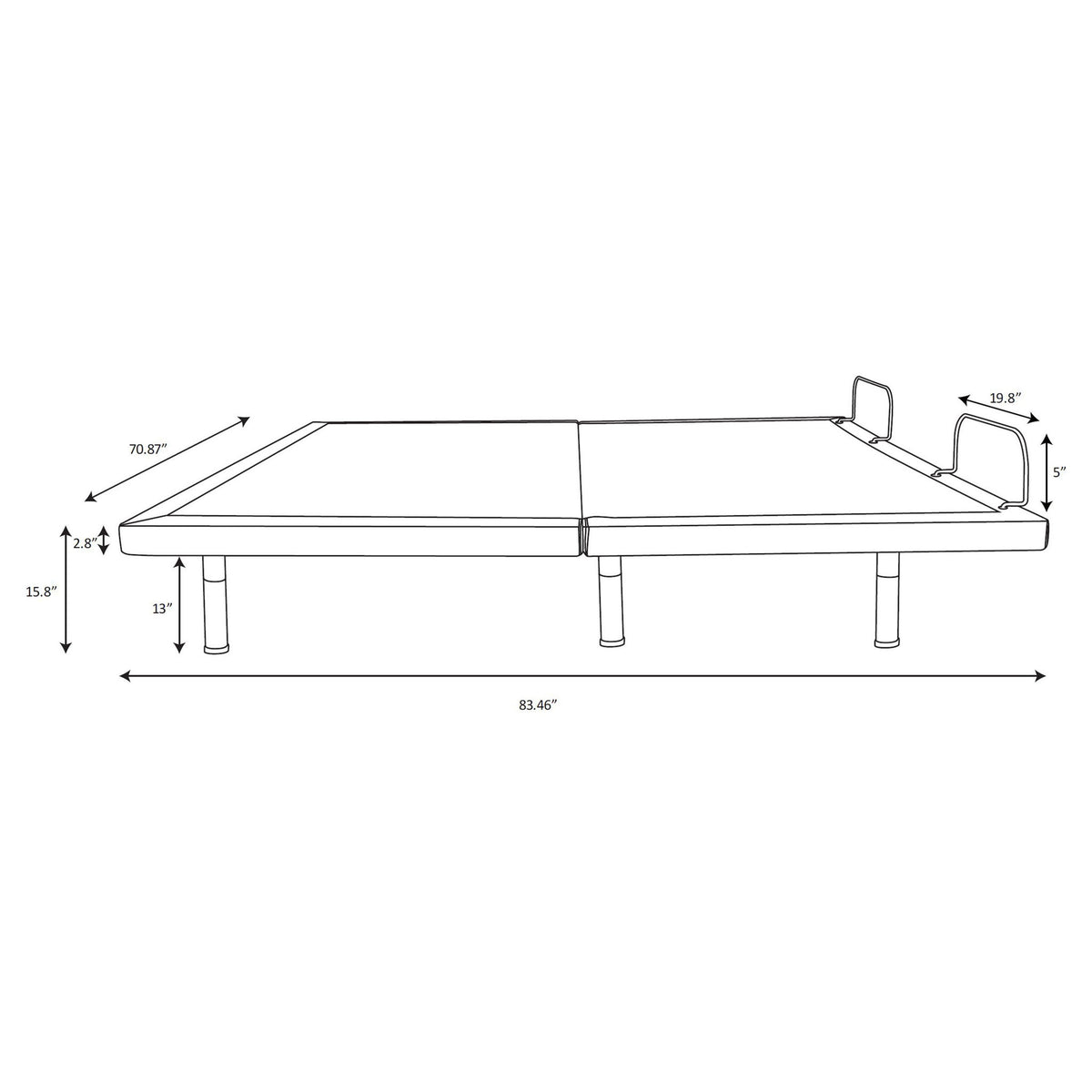 California King Adjustable Bed Base With Ergonomic Support And Wireless Remote Control - Black