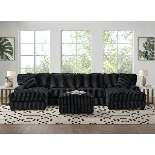 Nightfall - RHF Chaise With 1 Pillow 20" - Grand Cord Black