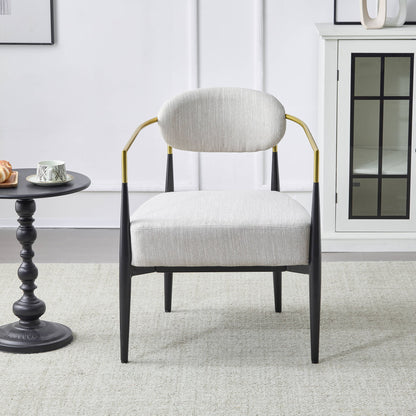 Upholstered Accent Armchair With Tapered Legs - Beige / Black / Gold
