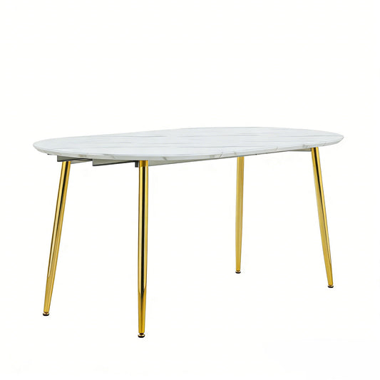 Extendable Oval Dining Table - White Marble