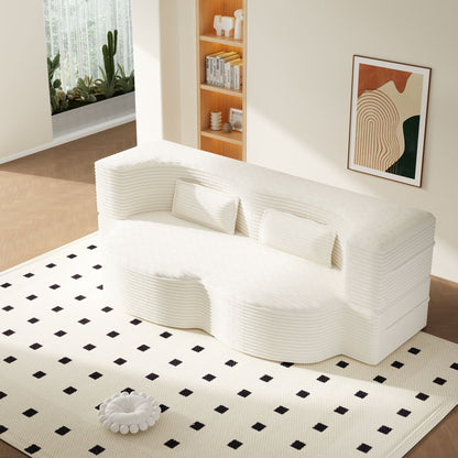 Floor Sofa With 2 Pillows, Convertible Twin Size Mattress For Living Room