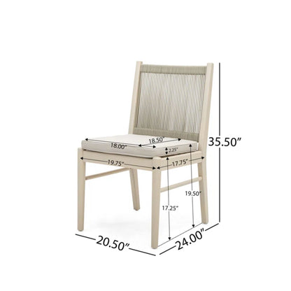 Cordoba - Dining Chair (Set of 2) With Acacia Wood Frame And Water Repellent Fabric - Beige / Yellow