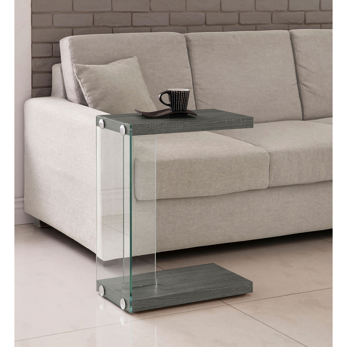 Sampson - C Shaped Side Table - Gray