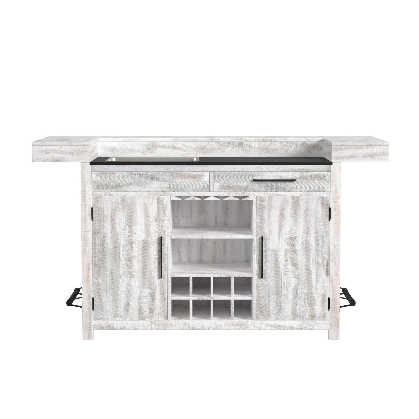 Rogen Rustic - Bar Table Base With Ice Tray - Rustic White