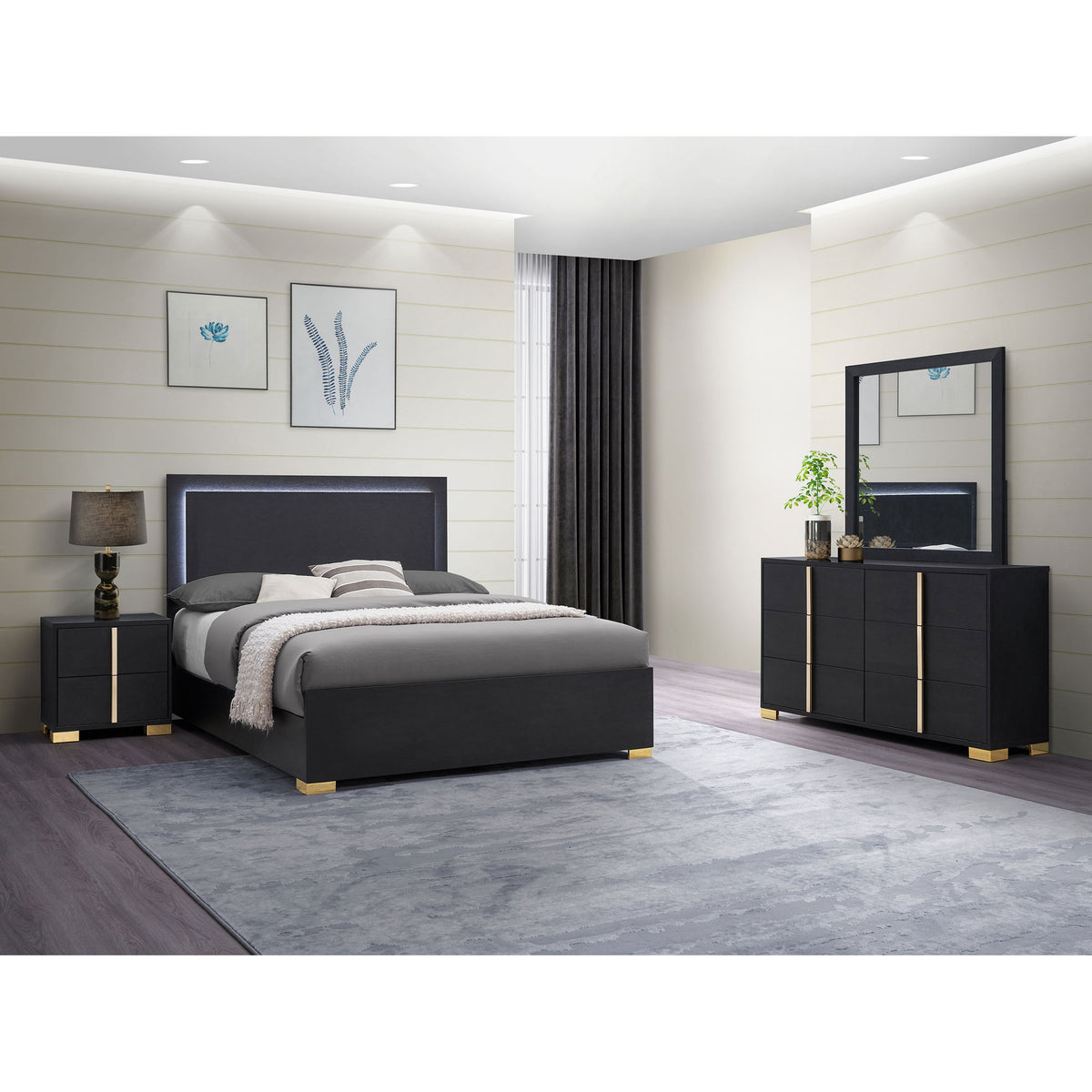 Jeremiah - Bedroom Set With LED Headboard