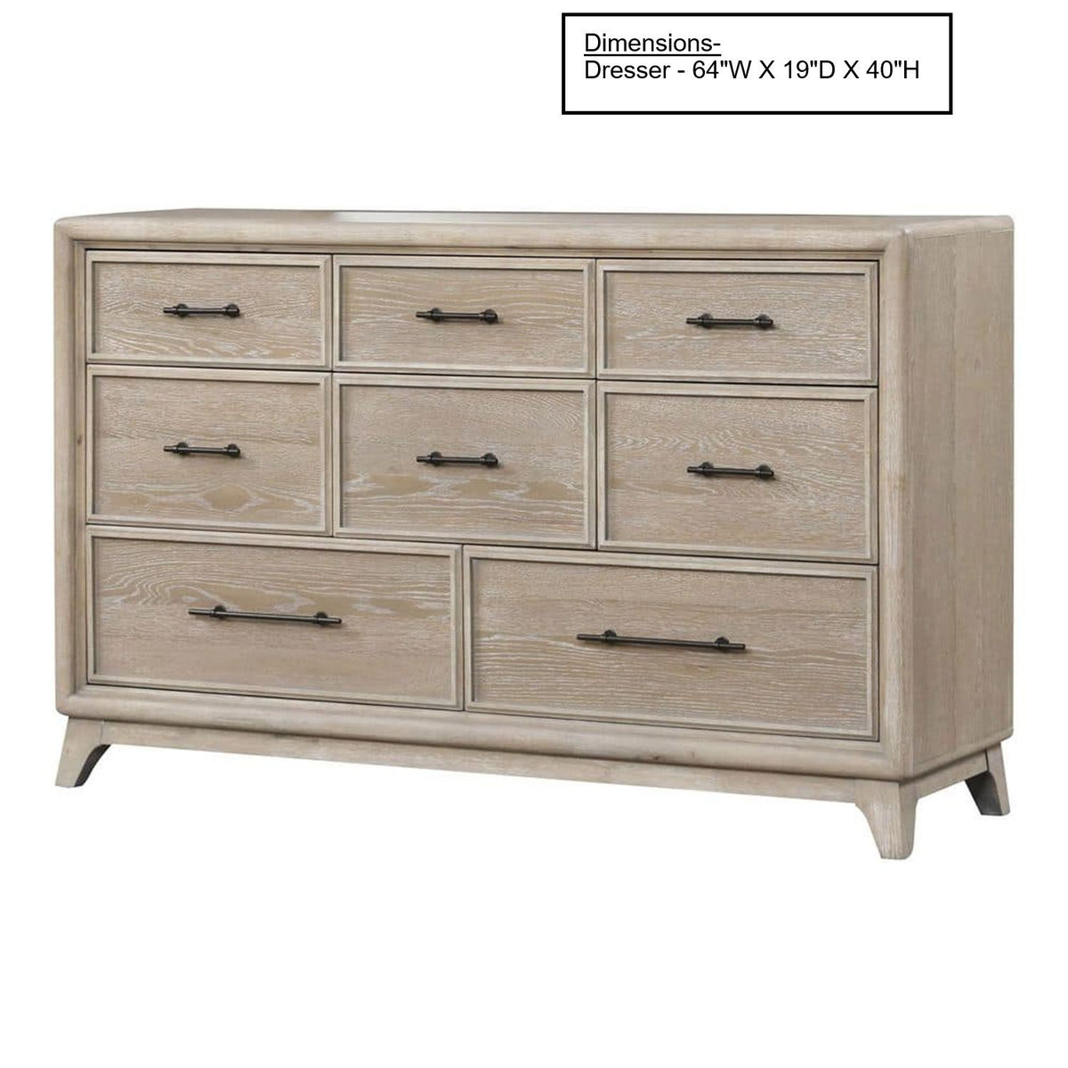 8 Drawers 1 Piece Dresser, Ample Storage Bedroom - Oak