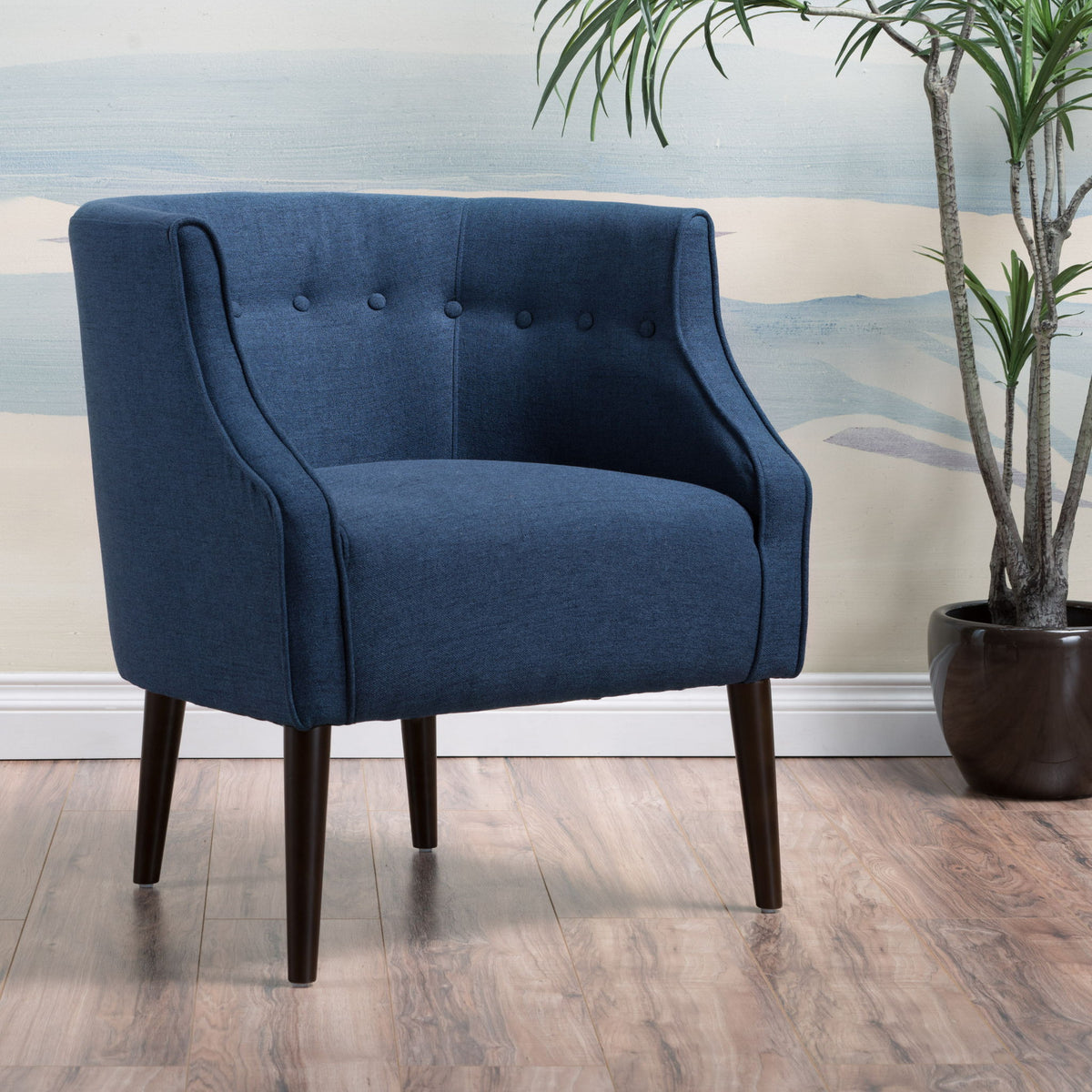 Contemporary Upholstered Club Chair With Button Tufting