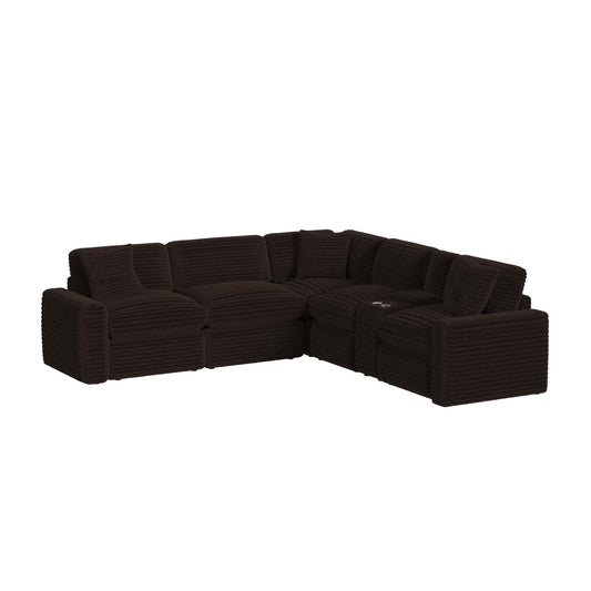 Corsicana - Sectional Console With Wireless Charger - Masis Espresso