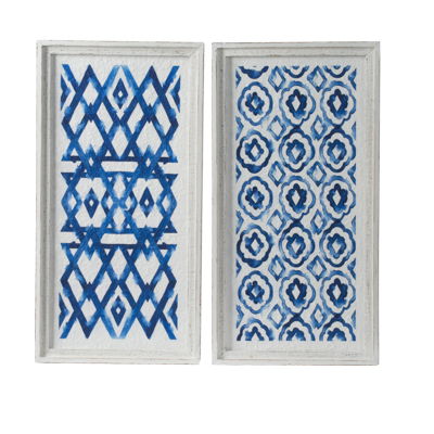 Hanging Sculptures, Modern Wall Art Decor (Set of 2) - White / Blue