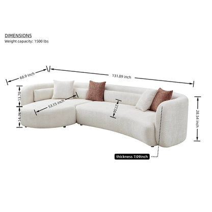 Curved Sectional Sofa, L - Shape Modular Chaise