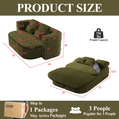 2 In 1 Foldable Sofa Bed With Multi Functional Blanket, Floor Lounge Sofa