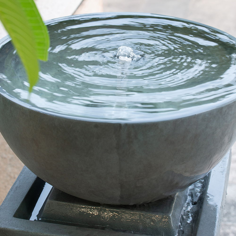 Zen Bowl Water Fountain, Outdoor Bird Feeder / Bath Fountains, Relaxing Water Feature For Garden