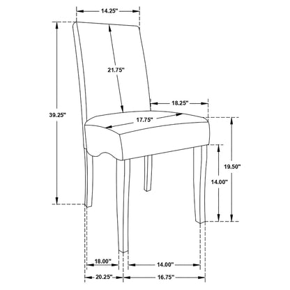 Upholstered Dining Chair Soft Padded Seat And Flared Back Design (Set of 2) - Gray