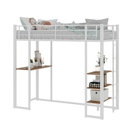 Bunk Bed With L-Shaped Desk And Dual Side Stairs