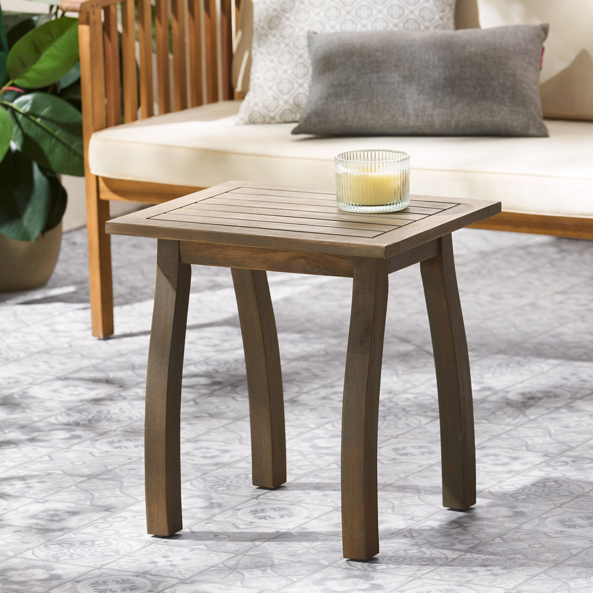 Kinesis - Outdoor Side Table With Slatted Top And Wood Frame